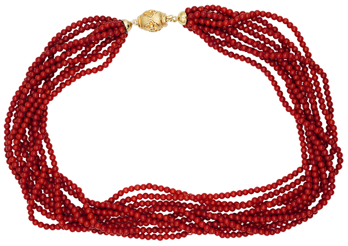 collana rajola in corallo rosso e oro 18 kt - siciliano gioielli 