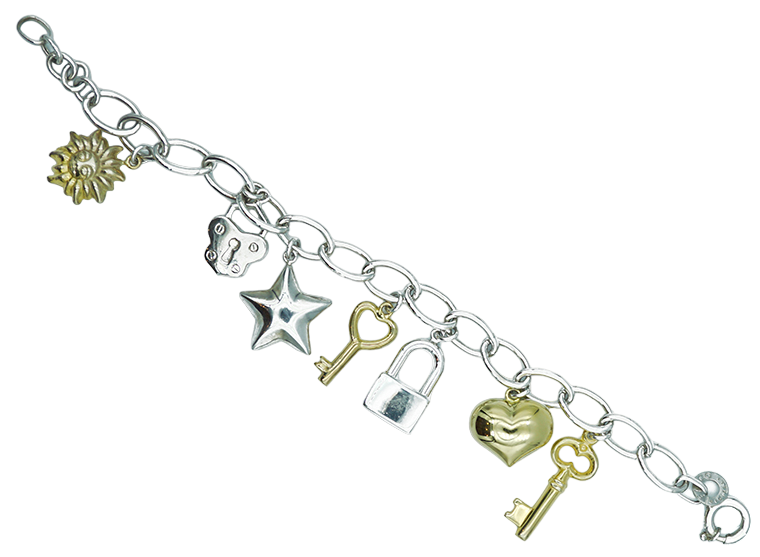 bracciale in argento facco gioielli con charms bicolore - siciliano gioielli 