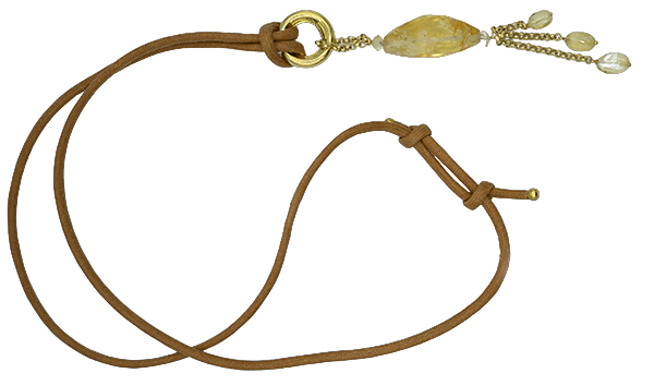 rajola collana donna laccio in cuoio con oro giallo e pietre preziose - siciliano gioielli