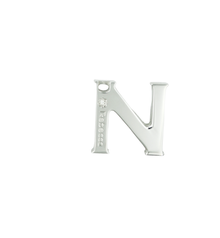 lettera n collezione alphabet di rebecca in acciaio con diamante - siciliano gioielli 