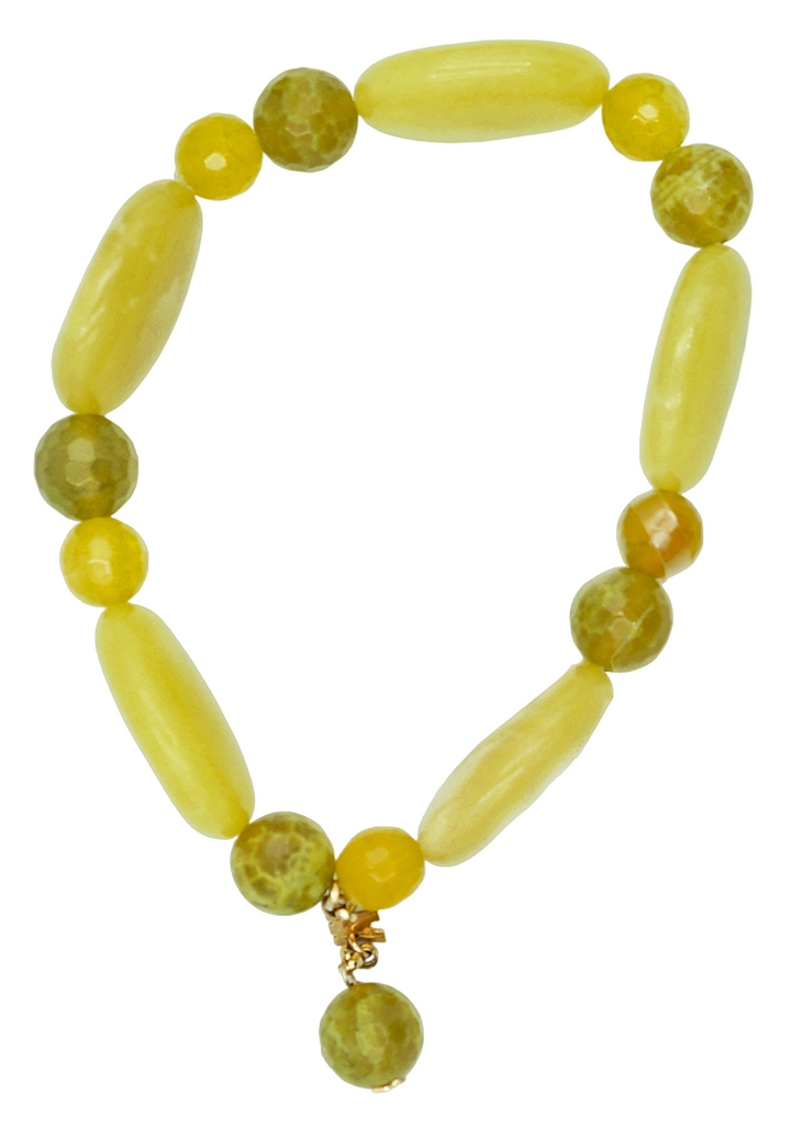 bracciale rajola da donna in agata gialla giada e oro 750 - siciliano gioielli 