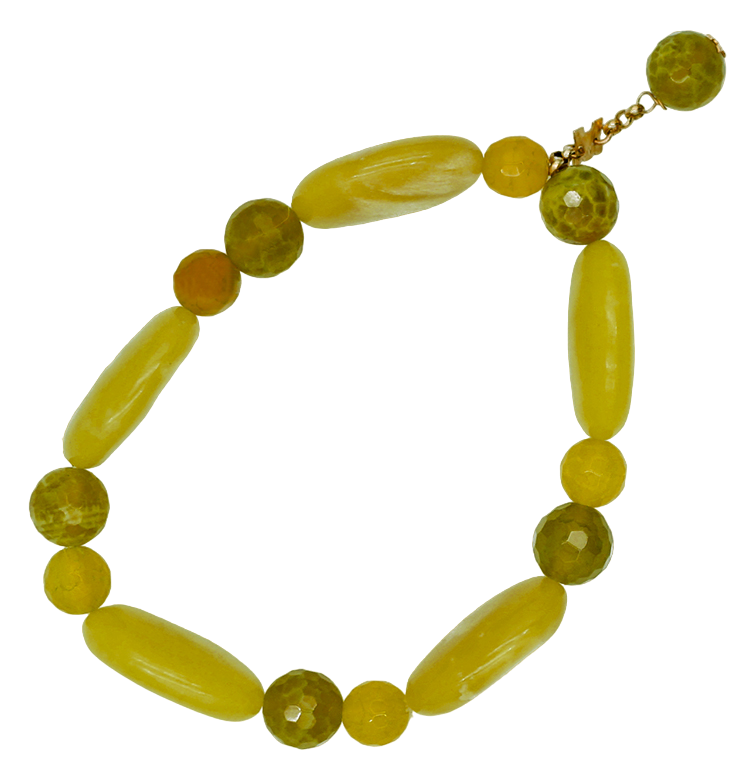 bracciale rajola oro giallo agata gialla e giada - siciliano gioielli 