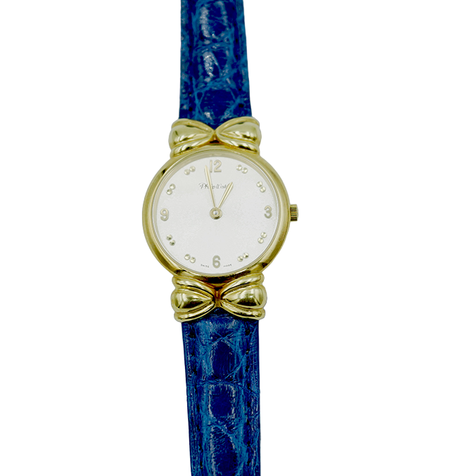 orologio da donna in oro giallo philip watch con cinturino in  pelle di coccodrillo azzurro - siciliano gioielli 