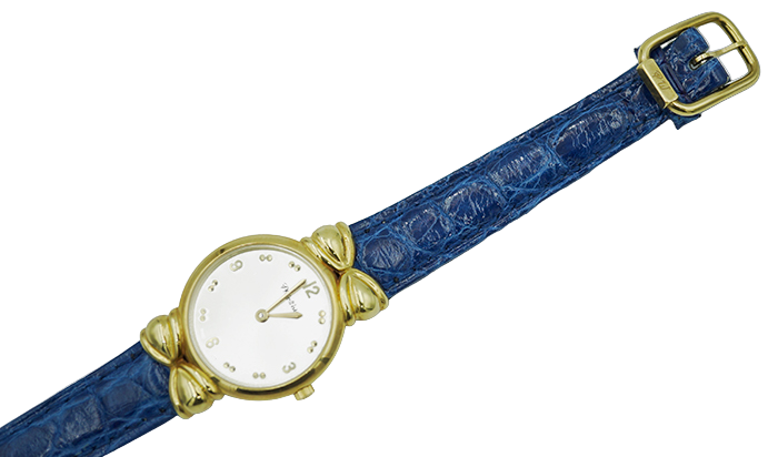 orologio philip watch da donna in oro giallo con cinturino in vera pelle di coccodrillo - siciliano gioielli 