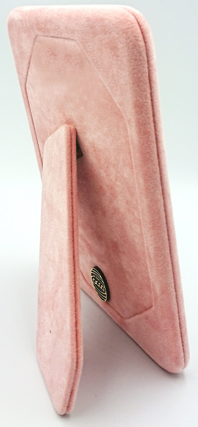cornice portafoto acca rivestita in velluto rosa - siciliano gioielli 