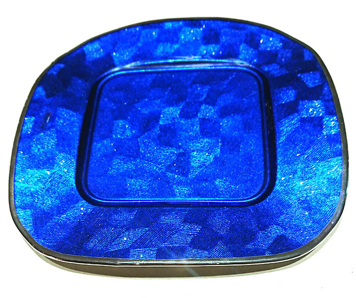 piatto argenesi linea quadro colore blu - siciliano gioielli