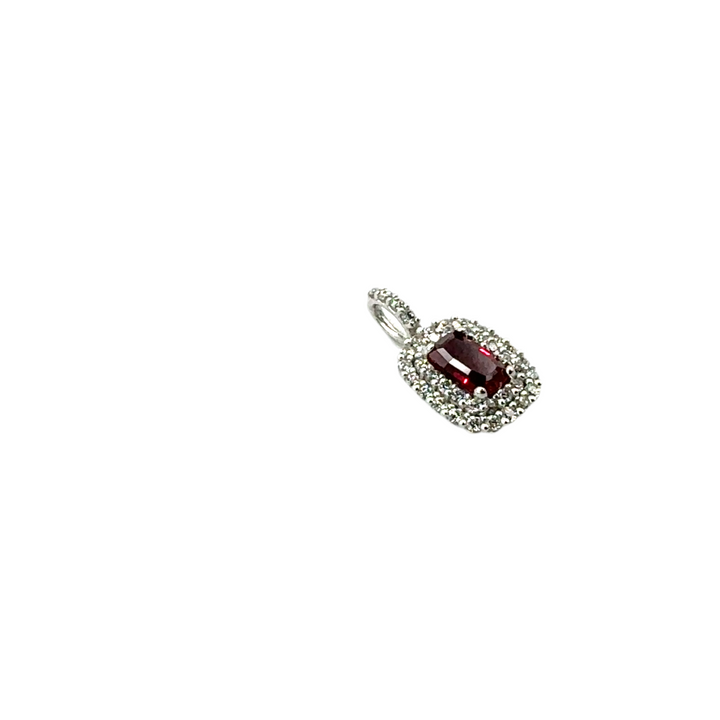 White Gold Red Stone Pendant