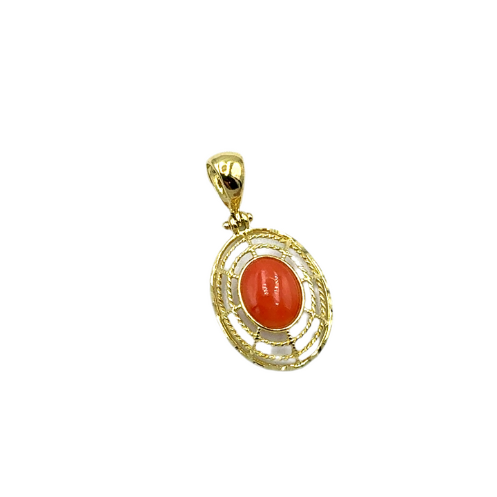 Coral and Gold pendant