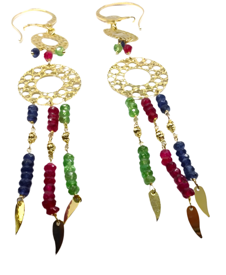 Sun Day Earrings with Precious Stones