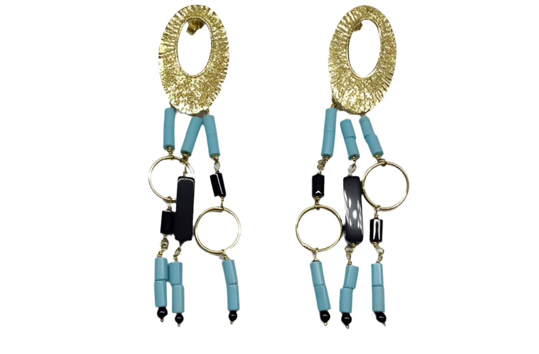 Turquoise Yellow Gold Earrings