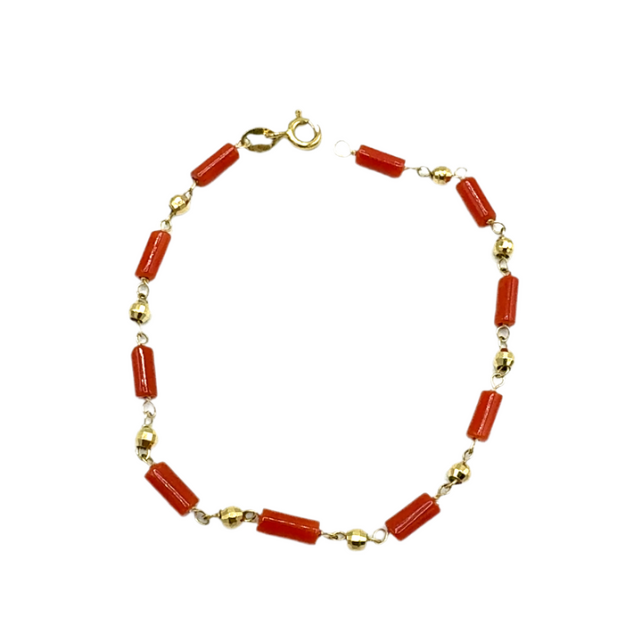 Bracciale Oro Giallo e Pasta di Corallo