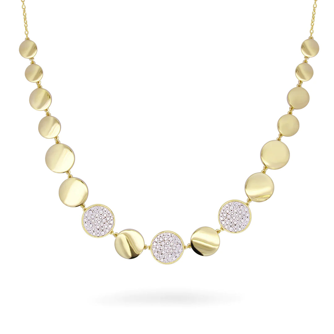 Girocollo Luxury Big Circle con Cerchi Alternati Lisci e Pavè - STARDUST TEN in argento  dorato - siciliano gioielli 