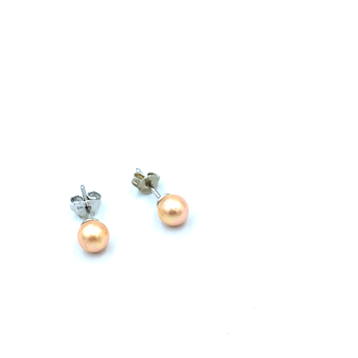 Orecchini  Argento Perla Rosa 6 mm