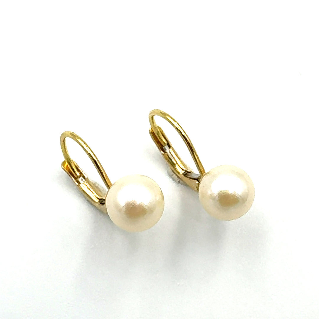 Orecchini A Perno In Oro 9 Ct Con Perle Simulate - Sfere Da 7 Mm, Chiusura A Farfalla, Eleganti E Brillanti - Foto 6