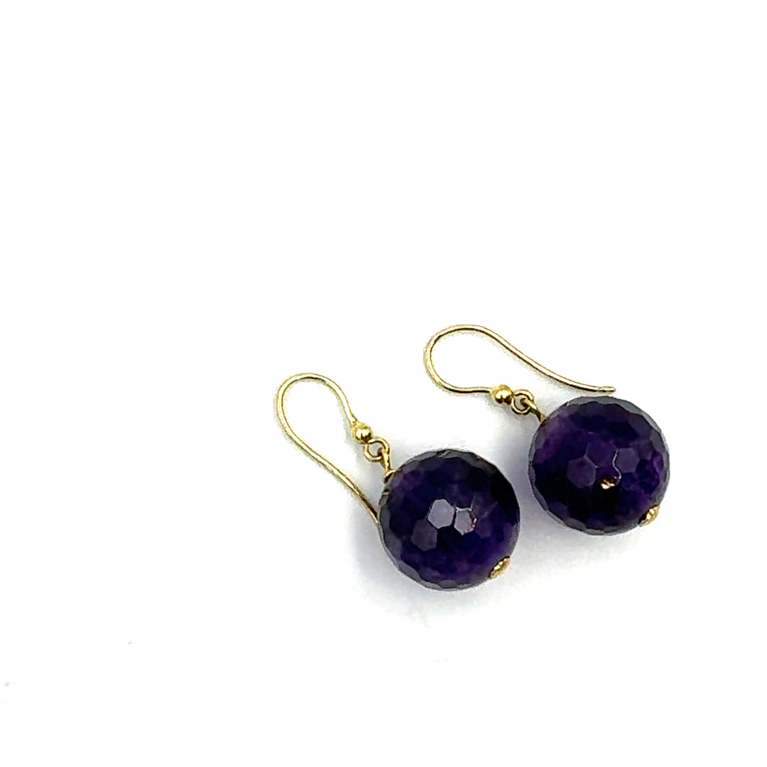 Rajola Gold Amethyst Earrings