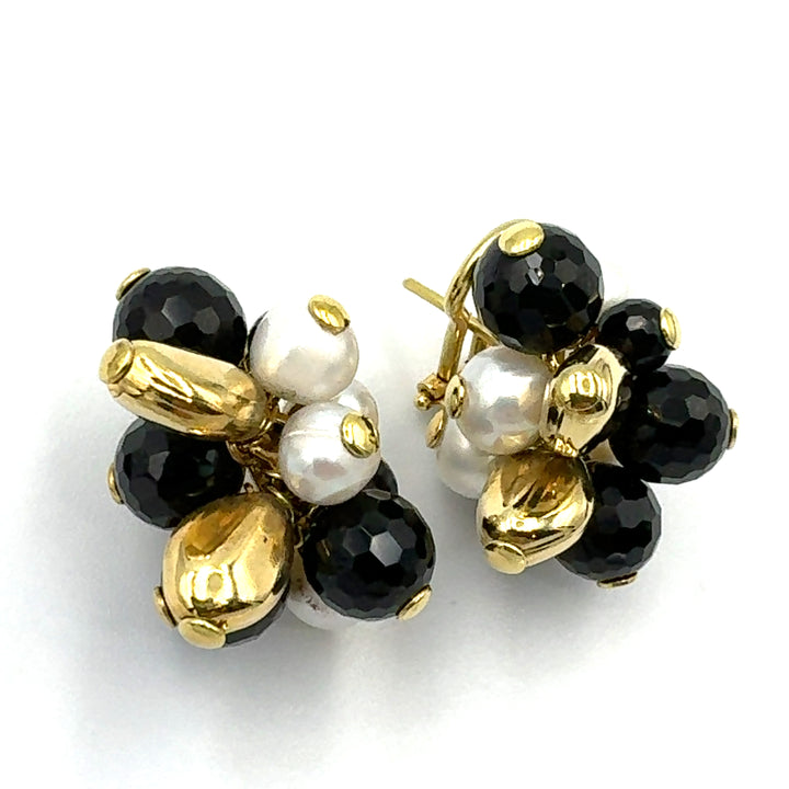 Rajola Gold and Onyx Earrings