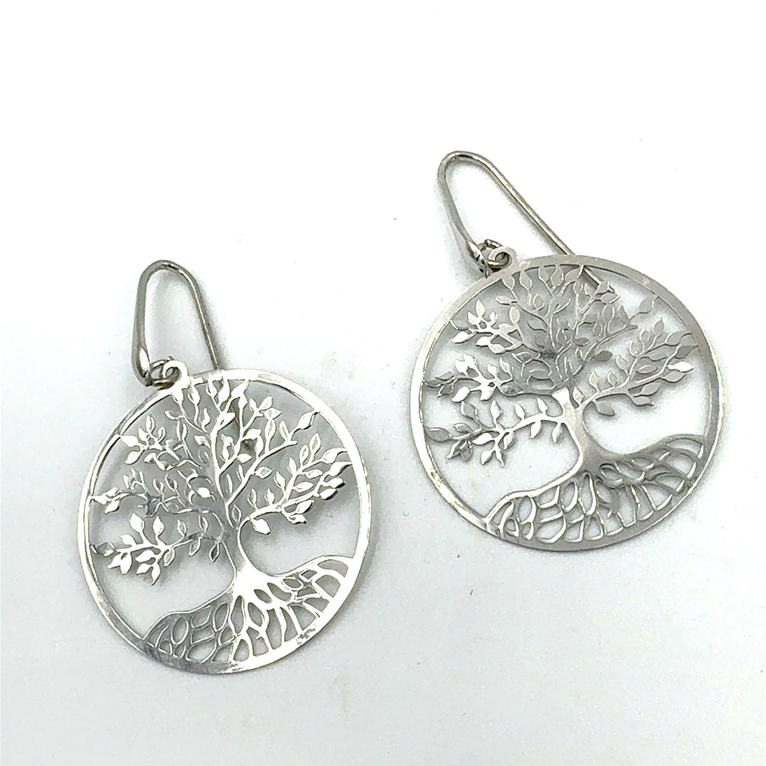 Albero Della Vita In Argento Sterling Orecchini A Cerchio A Goccia Albero Della Vita In Argento Sterling Orecchini A Cerchio A Goccia