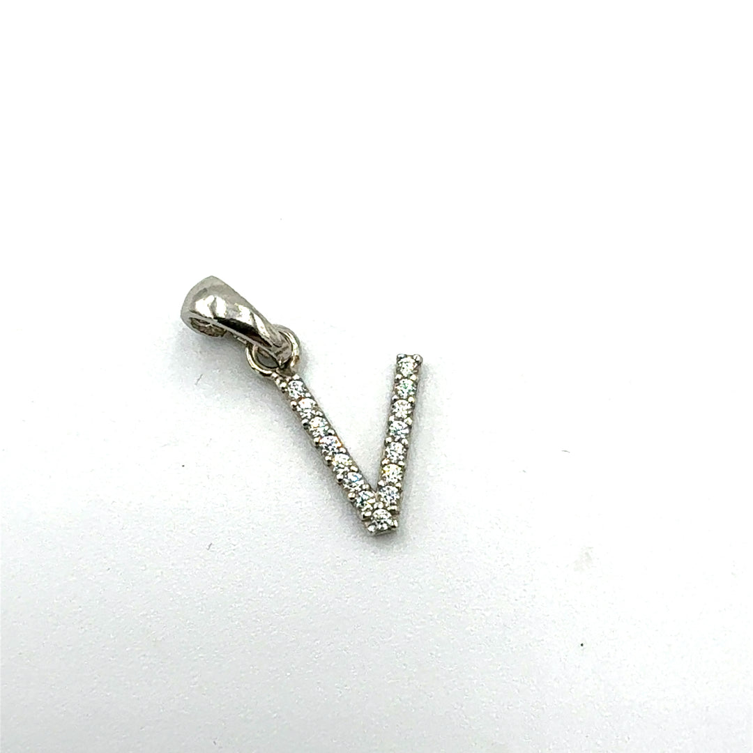 Letter Pendant in White Gold Block Letters