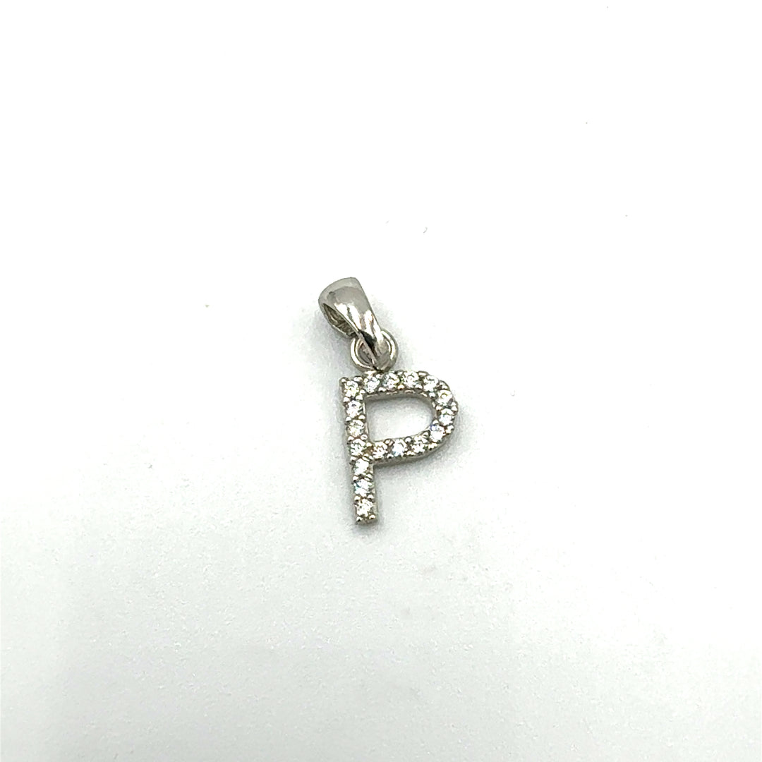 Letter Pendant in White Gold Block Letters