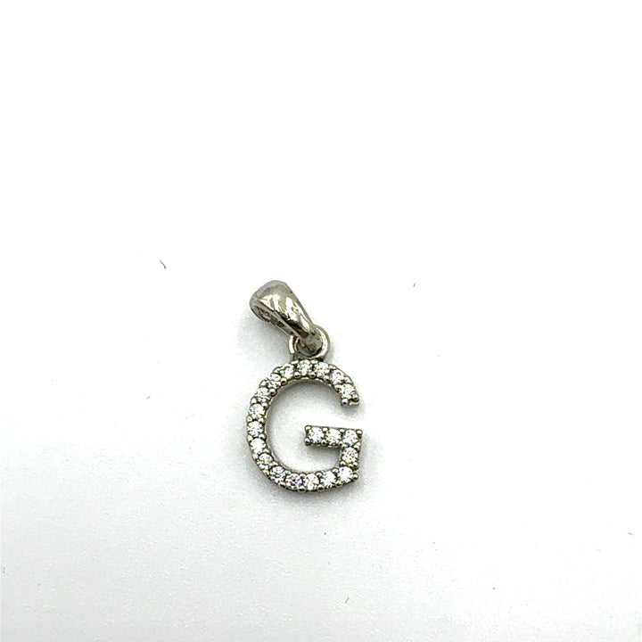 Letter Pendant in White Gold Block Letters