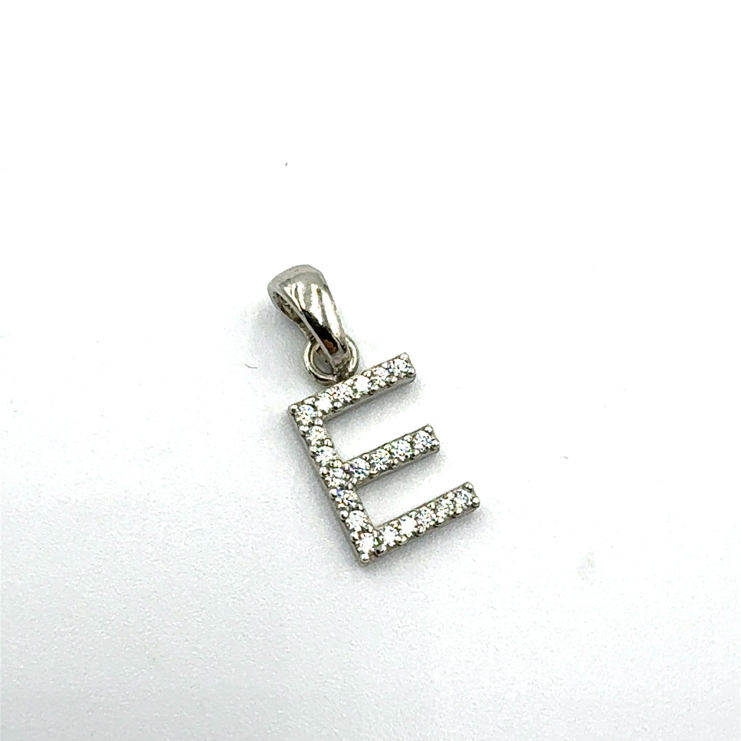 Letter Pendant in White Gold Block Letters