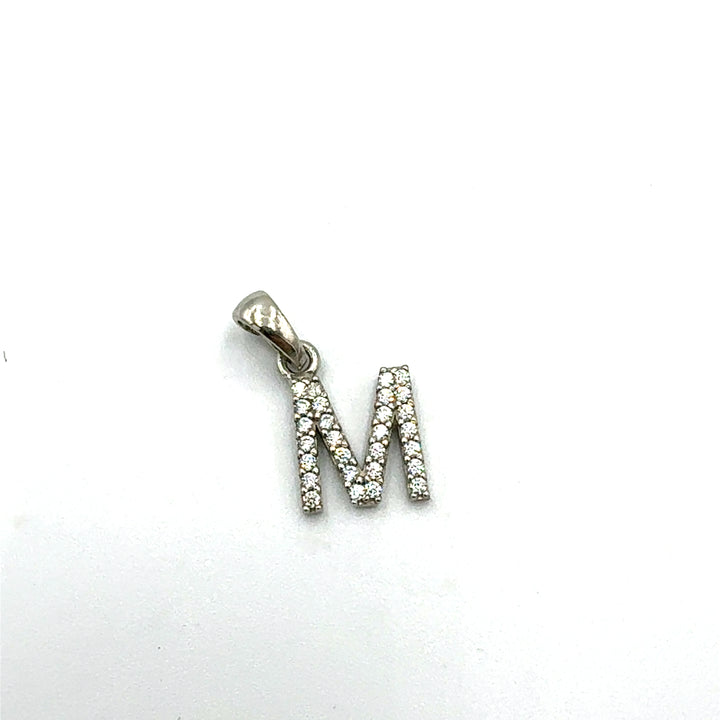 Letter Pendant in White Gold Block Letters