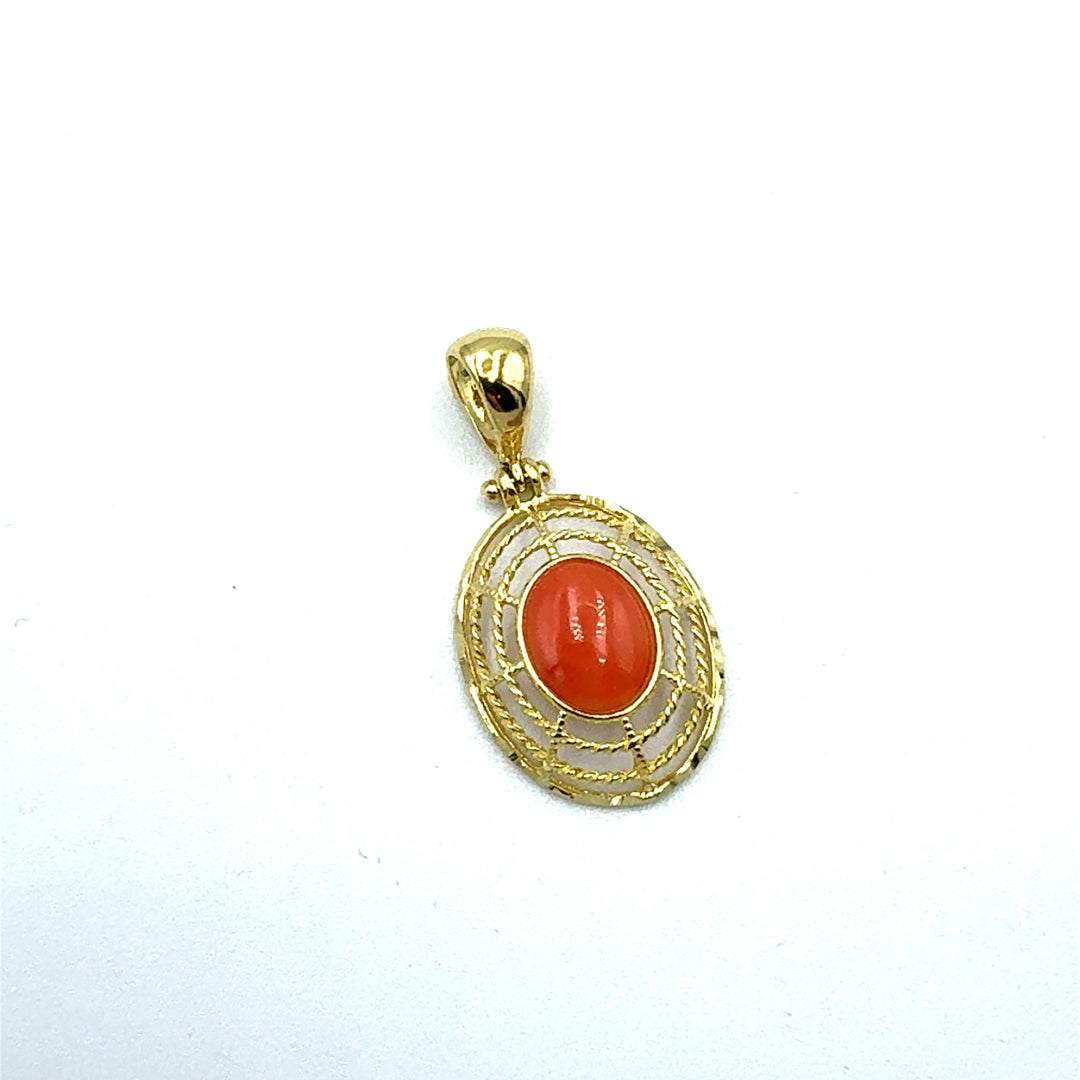 Coral and Gold pendant