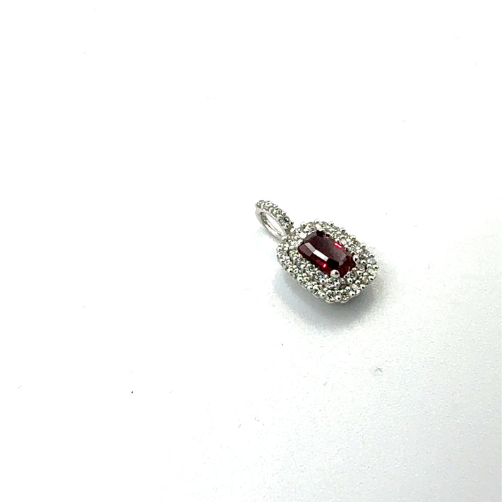 White Gold Red Stone Pendant