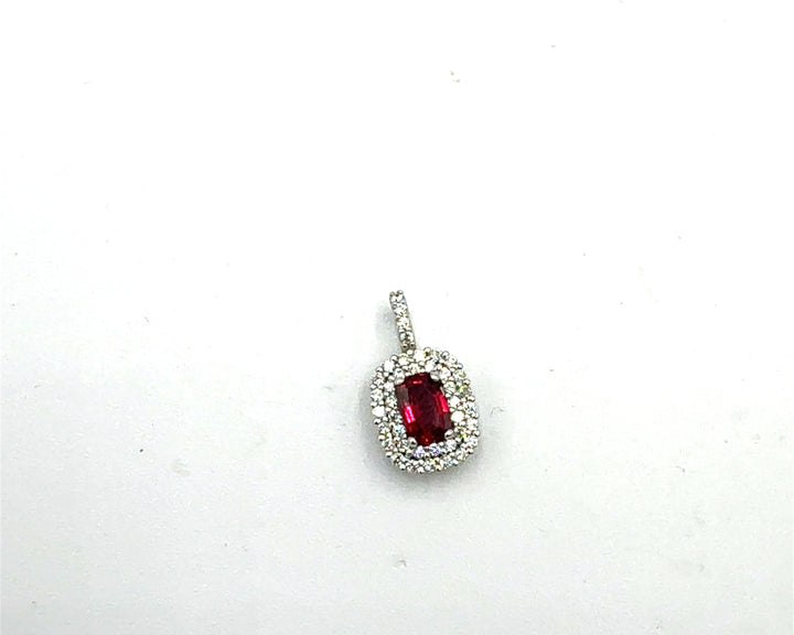 White Gold Red Stone Pendant