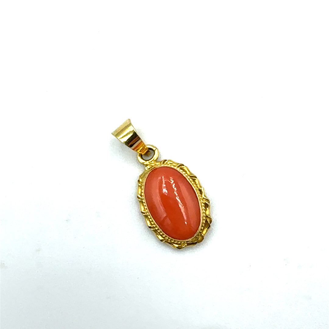 Coral and Gold pendant