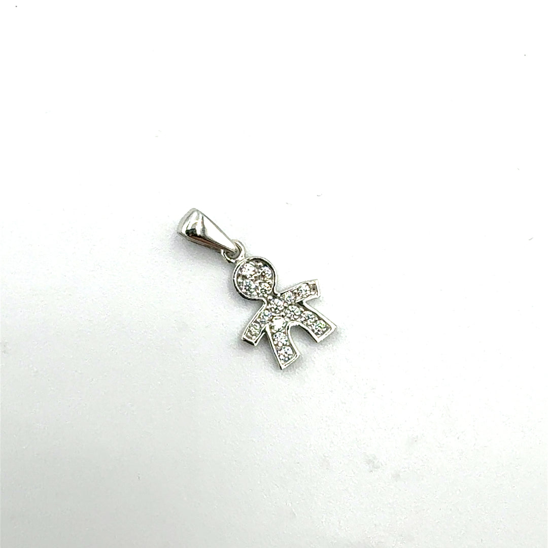 White Gold Zirconia Boy Pendant