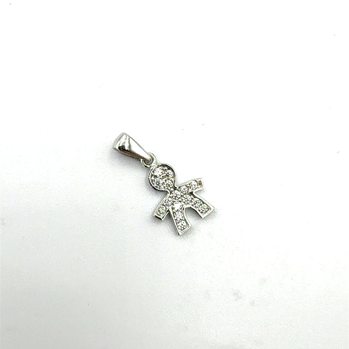 White Gold Zirconia Boy Pendant