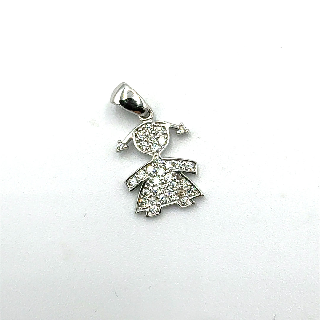 White Gold Zirconia Boy Pendant