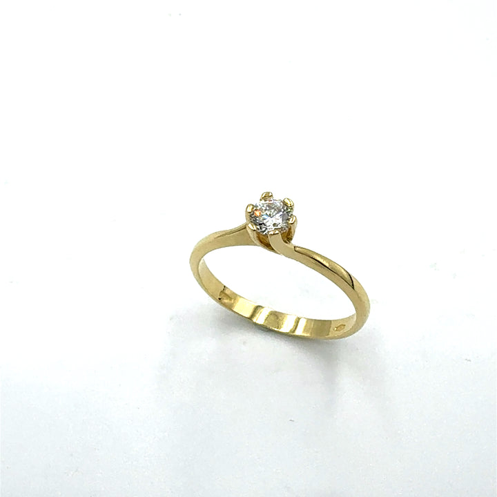 Anello  Solitario Oro Giallo con Zircone