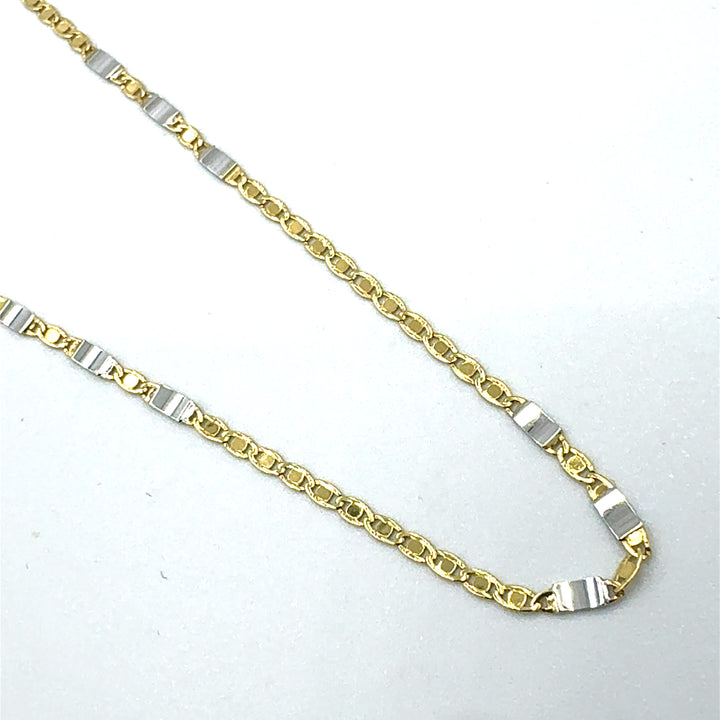 Collana Maglia Piena Lingottino Oro Giallo Bianco