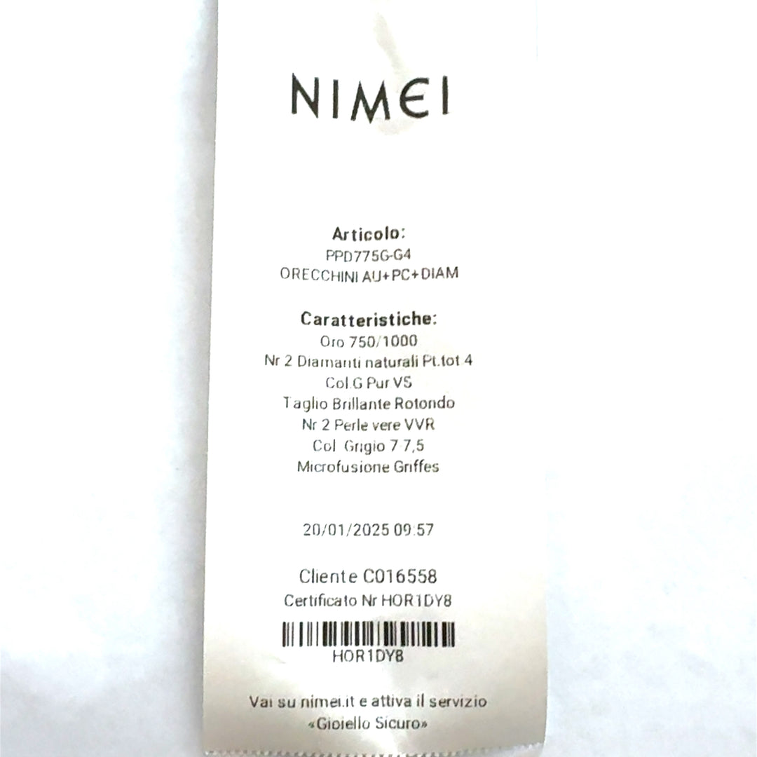 Nimei PPDG775M-W4 White Gold Earrings