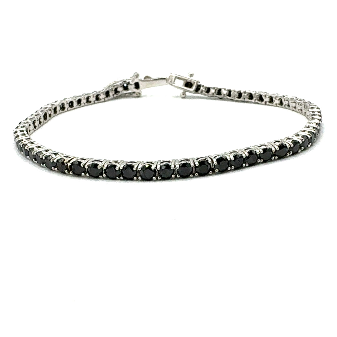 Bracciale Tennis Argento Zirconi Neri 3 mm