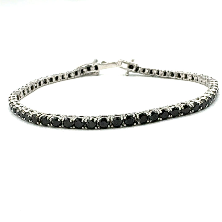 Bracciale Tennis Argento Zirconi Neri 3 mm