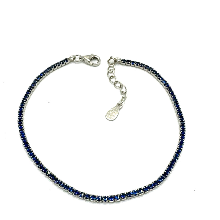 Bracciale Tennis Argento Zirconi Blu 1 mm