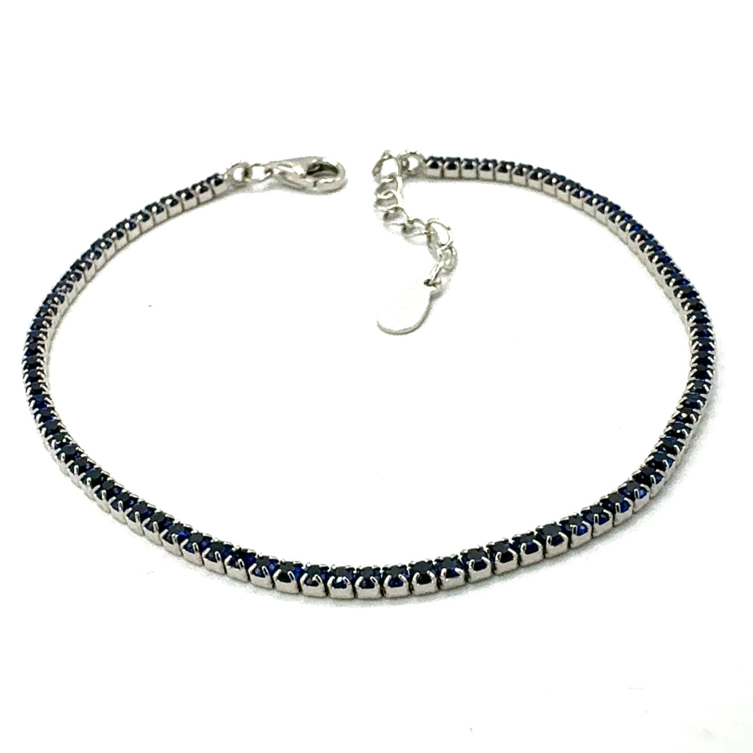 Bracciale Tennis Argento Zirconi Blu 1 mm