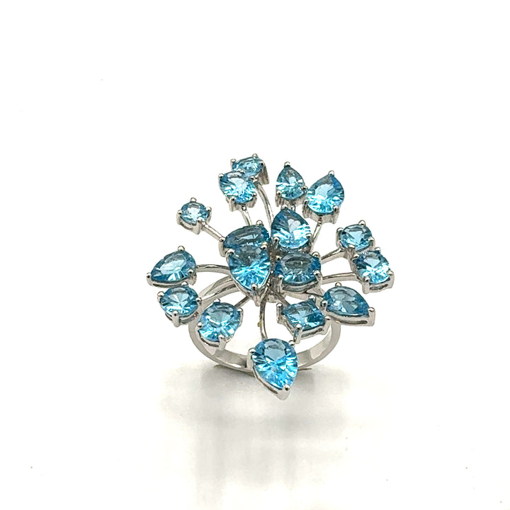 Anello  Topazio Azzurro Fiore