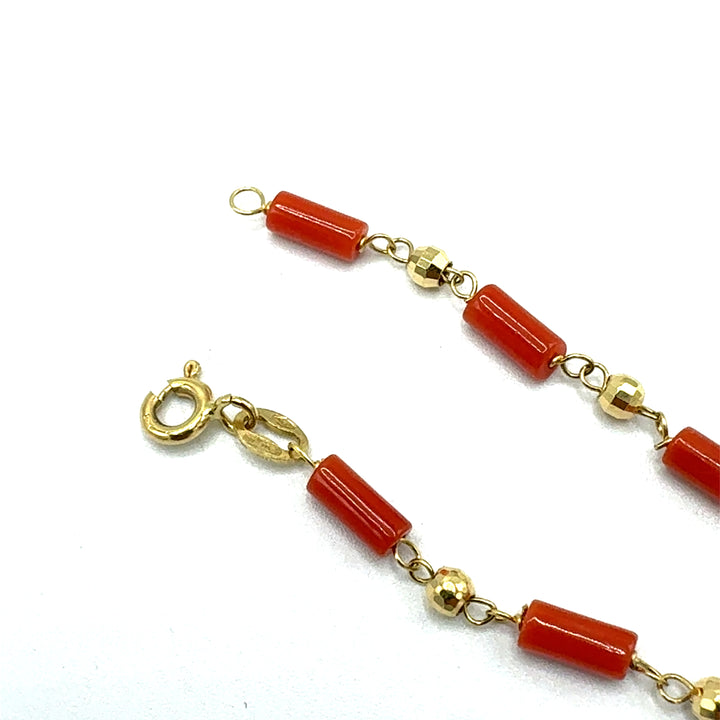 Bracciale Oro Giallo e Pasta di Corallo