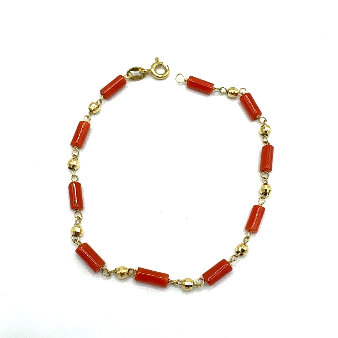 Bracciale Oro Giallo e Pasta di Corallo