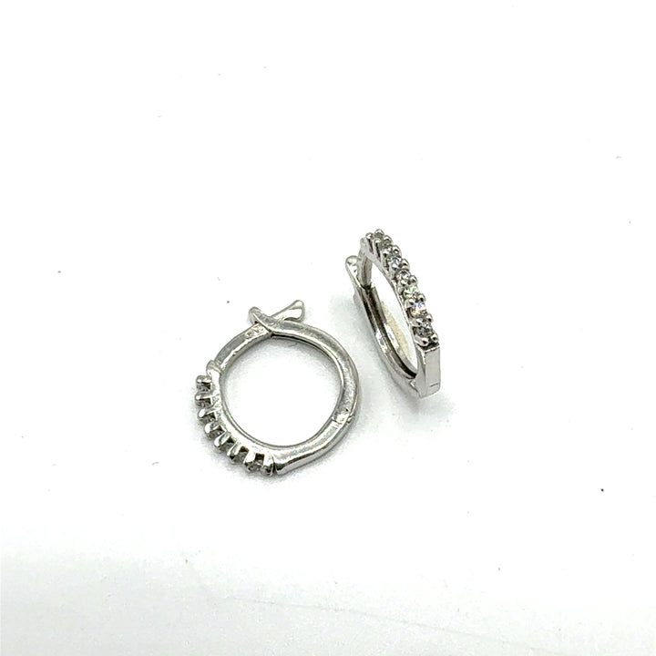 Orecchini Cerchio con Zirconi Oro Bianco