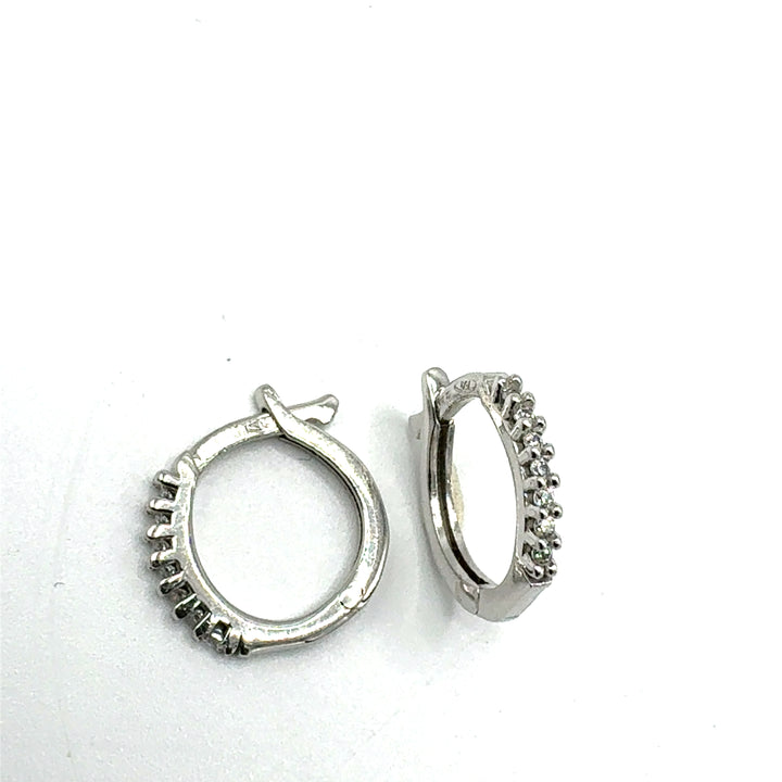Orecchini Cerchio con Zirconi Oro Bianco