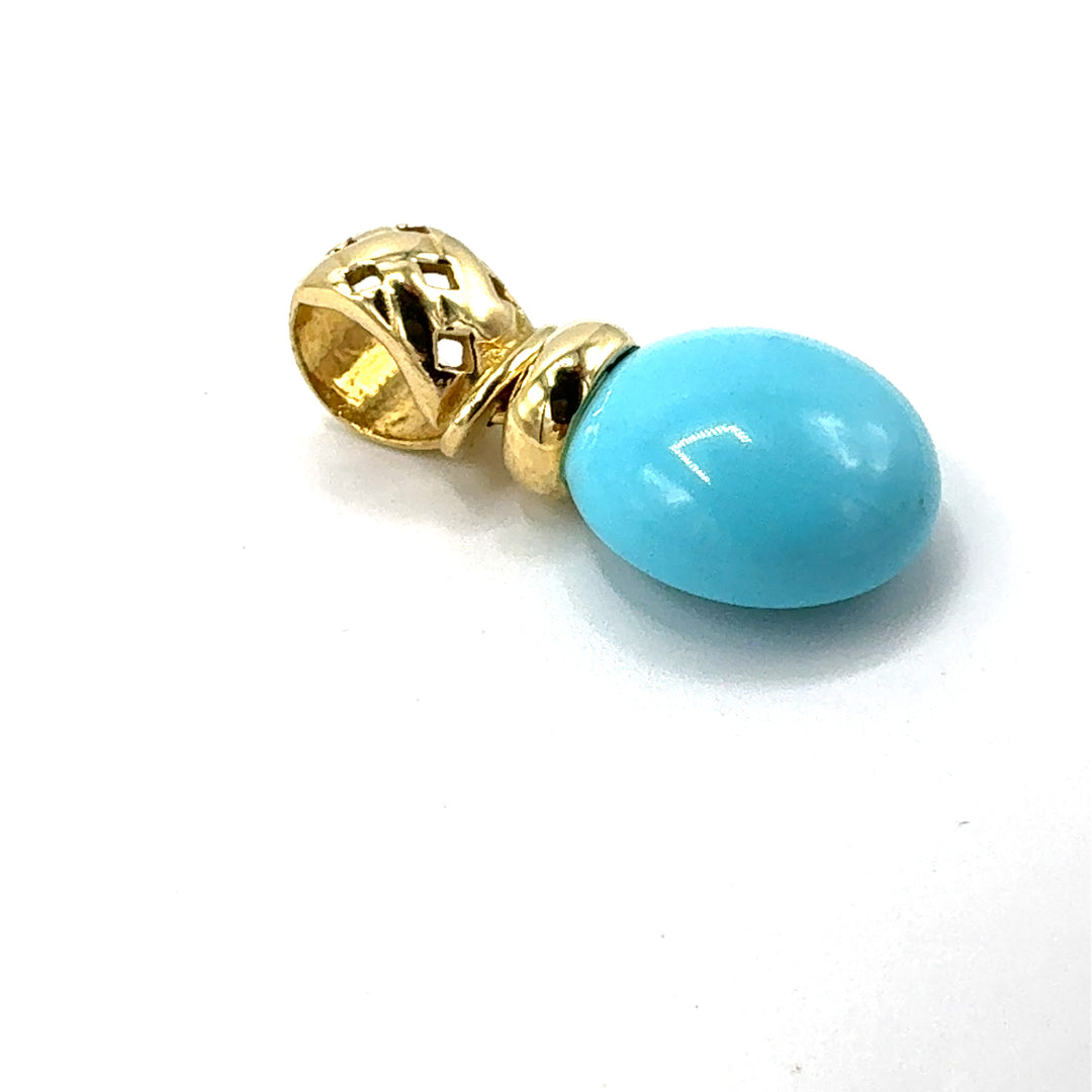 Pendente Turchese Oro Giallo Lucido