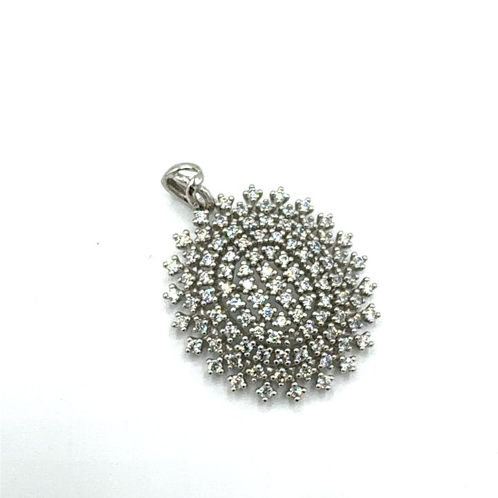 Pendente Ovale Pavé Oro Bianco