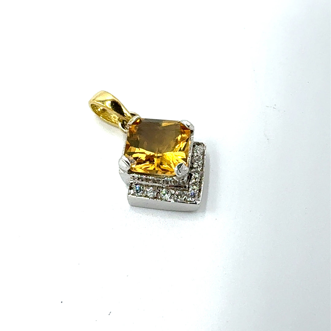 Pendente  Topazio Giallo  Bicolore