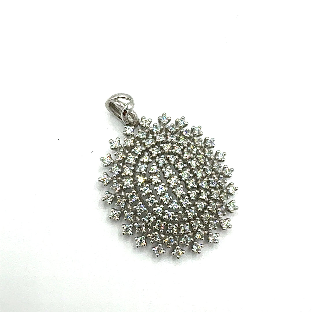 Pendente Ovale Pavé Oro Bianco