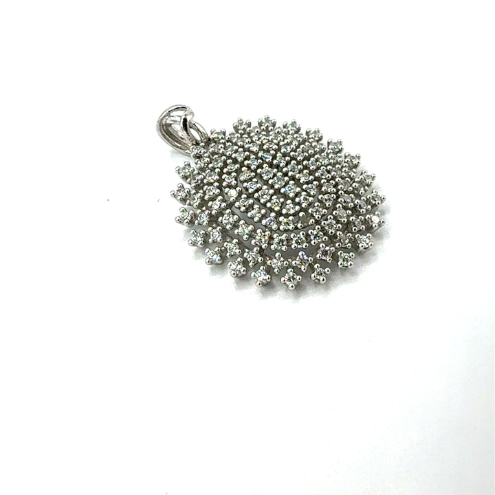 Pendente Ovale Pavé Oro Bianco